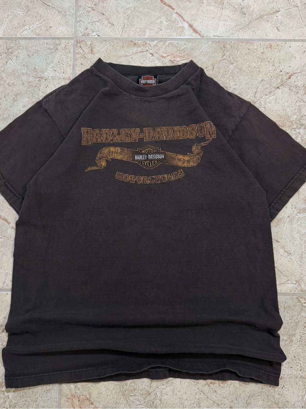 Harley-Davidson Black Tee with Gold Logo Short Sleeve